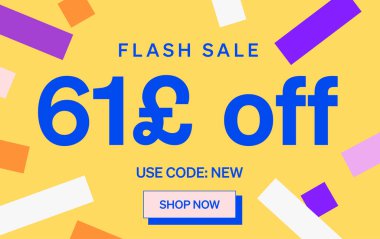 61 Pound indirimli flaş satış afişi, vektör illüstrasyonu