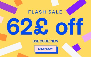 Altmış iki Pound indirimli Flash Satış afişi, vektör çizimi