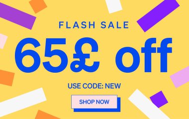 Parlak Satış afişi, 65 Pound kapalı işareti, vektör illüstrasyonu