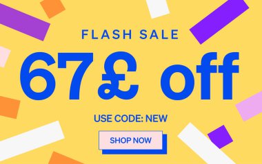 67 Pound indirimli Flash Satış afişi, vektör illüstrasyonu