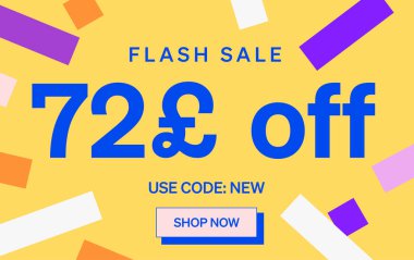 72 Pound indirimli flaş satış afişi, vektör illüstrasyonu