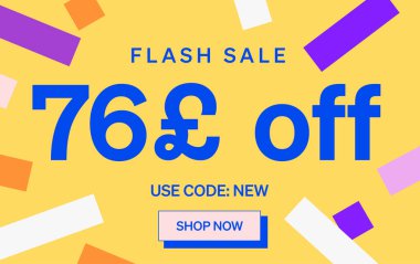 76 Pound indirimli Flash Satış afişi, vektör illüstrasyonu