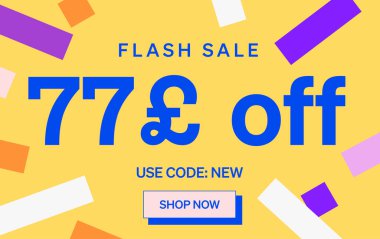 Üzerinde 77 Pound yazan flaş indirimli afiş, vektör illüstrasyonu