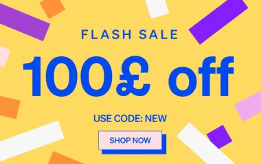 100 Pound indirimli bayrak, vektör illüstrasyonu