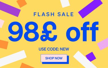 Parlak İndirim afişi, 98 Pound indirimli tabela, vektör illüstrasyonu