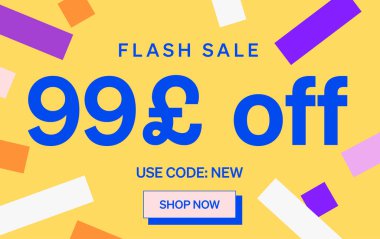 99 Pound indirimli Flash Satış afişi, vektör illüstrasyonu