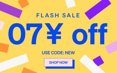 7 Yuan kapalı işareti olan flaş indirimli pankart, vektör illüstrasyonu