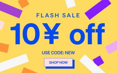 10 Yuan kapalı işareti olan flaş indirimli pankart, vektör illüstrasyonu