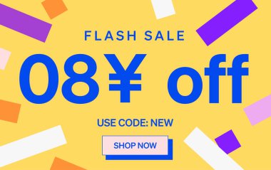 8 Yuan kapalı işareti olan flaş indirimli pankart, vektör illüstrasyonu