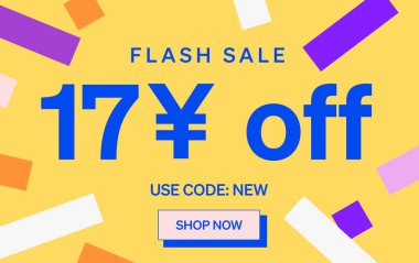 17 Yuan kapalı işareti olan flaş indirimli pankart, vektör resimleme