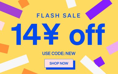 14 Yuan kapalı işareti olan flaş indirimli pankart, vektör illüstrasyonu