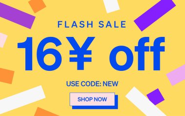 16 Yuan kapalı işareti olan flaş indirimli pankart, vektör illüstrasyonu