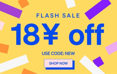 18 Yuan kapalı işareti olan flaş indirimli pankart, vektör illüstrasyonu