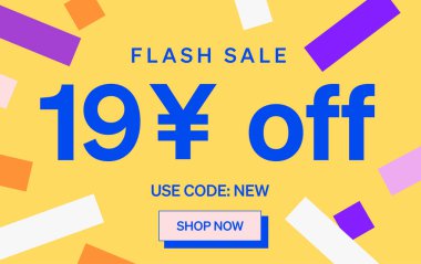 19 Yuan kapalı işareti olan flaş indirimli pankart, vektör illüstrasyonu