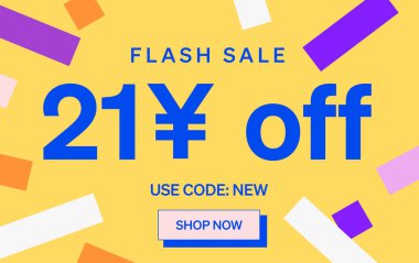 21 Yuan kapalı işareti olan flaş indirimli pankart, vektör illüstrasyonu