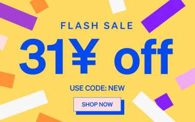 31 Yuan kapalı işareti olan flaş indirimli pankart, vektör illüstrasyonu