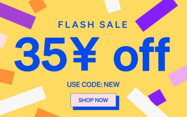 35 Yuan kapalı işareti olan flaş indirimli pankart, vektör illüstrasyonu