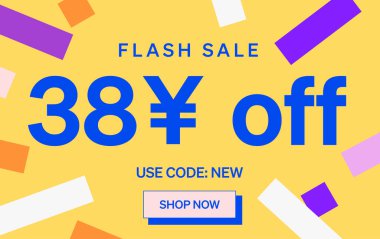 38 Yuan kapalı işareti olan flaş indirimli bayrak, vektör illüstrasyonu