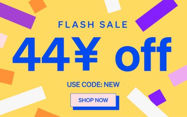 44 Yuan kapalı işareti olan flaş indirimli pankart, vektör illüstrasyonu