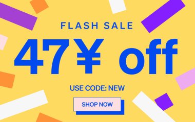 47 Yuan kapalı işareti olan flaş indirimli pankart, vektör illüstrasyonu