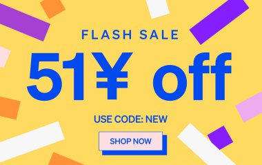 51 Yuan kapalı işareti olan flaş satış afişi, vektör illüstrasyonu