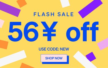 56 Yuan kapalı işareti olan flaş indirimli pankart, vektör illüstrasyonu