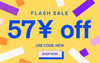 57 Yuan kapalı işareti olan flaş indirimli pankart, vektör illüstrasyonu