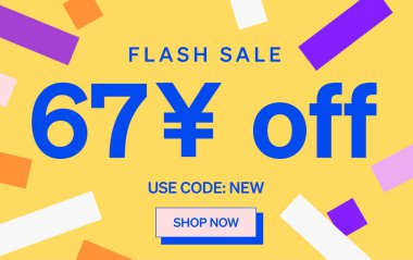 67 Yuan kapalı işareti olan flaş indirimli pankart, vektör illüstrasyonu