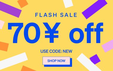 70 Yuan kapalı işareti olan flaş indirimli pankart, vektör illüstrasyonu