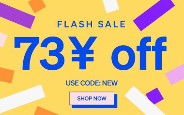 73 Yuan kapalı işareti olan flaş indirimli pankart, vektör illüstrasyonu