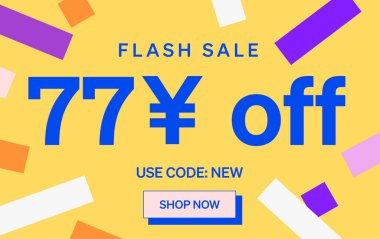 77 Yuan kapalı işareti olan flaş indirimli pankart, vektör illüstrasyonu