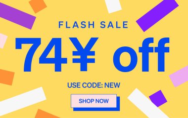 74 Yuan kapalı işareti olan flaş indirimli pankart, vektör illüstrasyonu