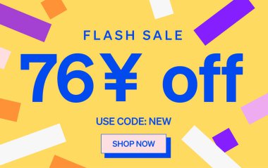 76 Yuan kapalı işareti olan flaş indirimli pankart, vektör illüstrasyonu