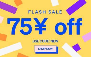 Flaş Satış afişi 75 Yuan kapalı işareti, vektör illüstrasyonu