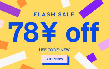 78 Yuan kapalı işareti olan flaş indirimli pankart, vektör illüstrasyonu