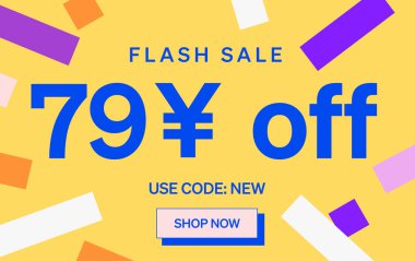 79 Yuan kapalı işareti olan flaş indirimli pankart, vektör illüstrasyonu