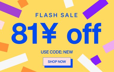 81 Yuan kapalı işareti olan flaş indirimli pankart, vektör illüstrasyonu