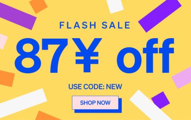 87 Yuan kapalı işareti olan flaş indirimli pankart, vektör illüstrasyonu