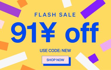 91 Yuan kapalı işareti olan flaş indirimli pankart, vektör illüstrasyonu