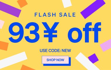 93 Yuan kapalı işareti olan flaş indirimli pankart, vektör illüstrasyonu