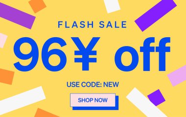 96 Yuan kapalı işareti olan flaş indirimli pankart, vektör illüstrasyonu