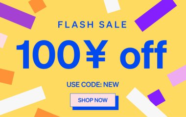 100 Yuan kapalı işareti olan flaş indirimli pankart, vektör illüstrasyonu