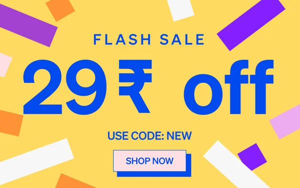 Flash Sale Banner Met Rupee Teken Vector Illustratie — Stockvector