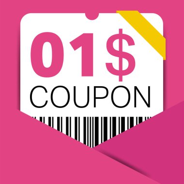 İnternet sitesi, internet reklamları, sosyal medya hediyesi indirimli indirim kuponu için 1 dolar indirim kuponu. Büyük indirim ve süper indirim kuponu. Price Tag Mega Coupon indirimli vektör illüstrasyonu.