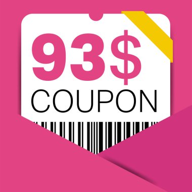 İnternet sitesi, internet reklamları, sosyal medya hediyesi 93 dolar indirim kuponu için 93 dolar indirim kuponu. Büyük indirim ve süper indirim kuponu. Price Tag Mega Coupon indirimli vektör illüstrasyonu.