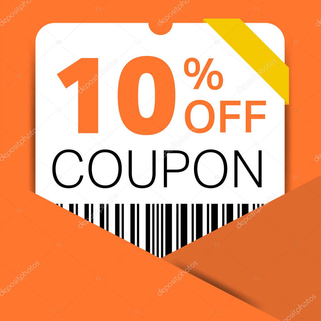 10% Coupon promotion sale for a website, internet ads, social media gift 10% off discount voucher. Big sale and super sale coupon discount. Price Tag Mega Coupon discount with vector illustration.