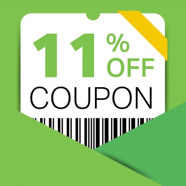 İnternet sitesi için% 11 indirim kuponu, internet reklamları, sosyal medya hediyesi indirimli indirim kuponu. Büyük indirim ve süper indirim kuponu. Vektör illüstrasyonlu Fiyat Etiketi Mega Coupon indirimi.