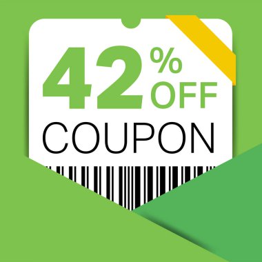 İnternet sitesi için% 42 indirim kuponu, internet reklamları, sosyal medya hediyesi% 42 indirim kuponu. Büyük indirim ve süper indirim kuponu. Vektör illüstrasyonlu Fiyat Etiketi Mega Coupon indirimi.