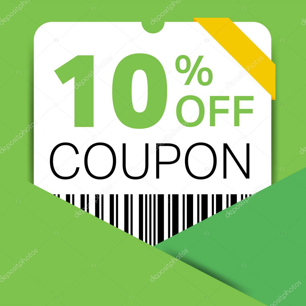 10% Coupon promotion sale for a website, internet ads, social media gift 10% off discount voucher. Big sale and super sale coupon discount. Price Tag Mega Coupon discount with vector illustration.