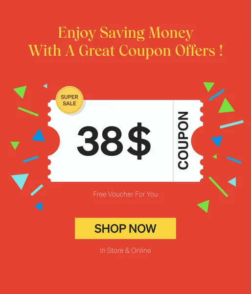 Coupon Voucher Store Online Enjoy Saving Money Great Coupons Template — Stock Vector